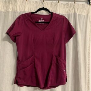 Adar Pro Burgundy V-Neck Top and Bottom Scrub Set